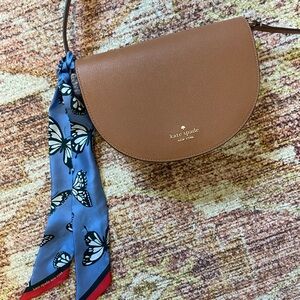 Brown Kate Spade Crossbody Bag with Butterfly Scarf